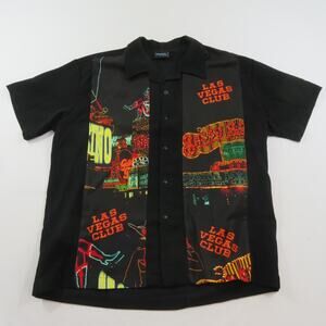 Las Vegas Club Button Up Shirt Bowling Black Red Steady Brand Sz 2XL 1990s
